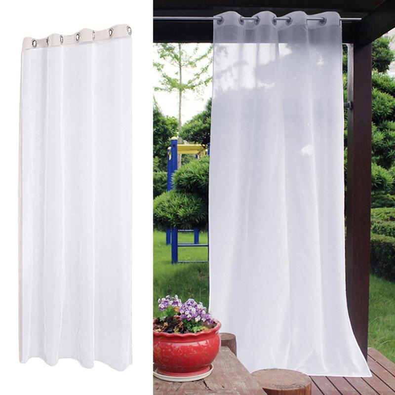Outdoor Drapes Patio Curtains - 1 Panels Grommets Top Indoor Outdoor Curtains Waterproof White Patio Sheer Pergola Curtains Drape 0