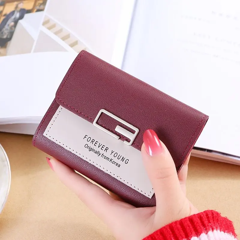 Ví Nữ, Hàng Mới Về, Ngắn Và Đơn Giản, Gấp Gọn, Thời Trang, Ngăn Đựng Thẻ, ví đựng tiền Xu Mini, Gấp Ba Lần 4