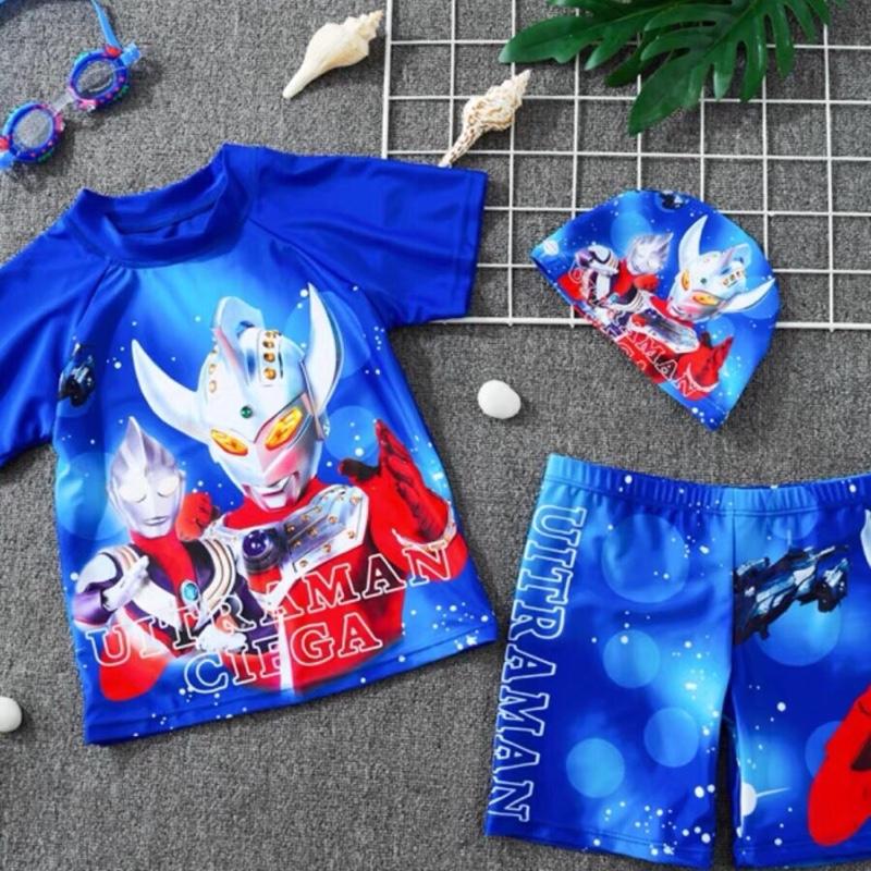 Set bơi bé trai HCM Hoả Tốc 3 chi tiết áo+quần+nón hoạ tiết Made in China Sport Kids - Voi 0