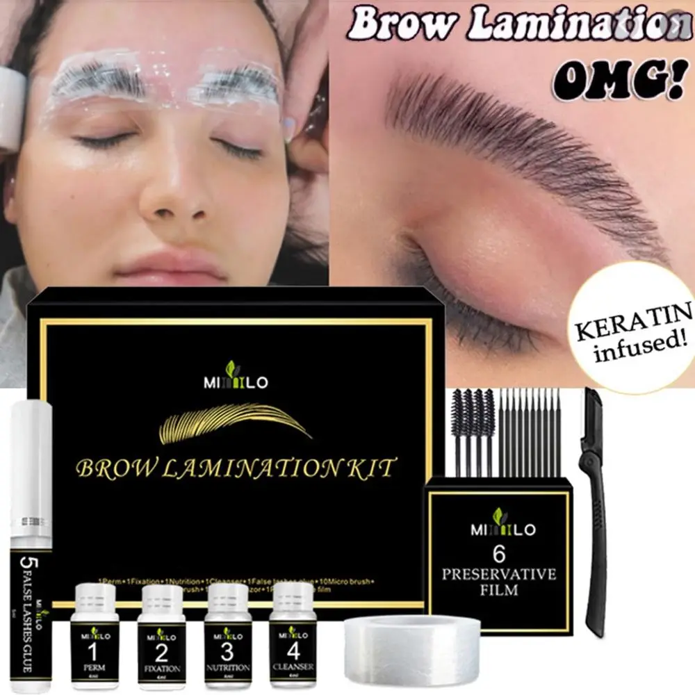 Kit angkat kening profesional, 1 set, Salun, kegunaan rumah, Mudah alih, perjalanan, perming, angkat kening, kit laminasi