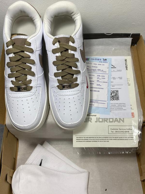 Giày NK AF1 Bản Trắng Phối Móc Nâu Dây Nâu Siêu Cấp (Kèm Ảnh Thật)