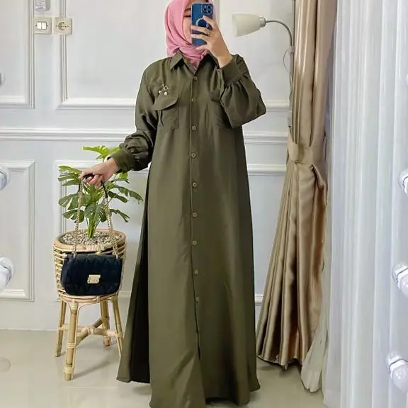 Zenna Gamis Polo Linen Premium/Gamis Wanita Terbaru 2025 Polos 1