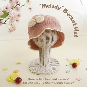 Kupluk Anak Perempuan PITA Model Bucket Hat Cocok Untuk Usia 0-3thn
