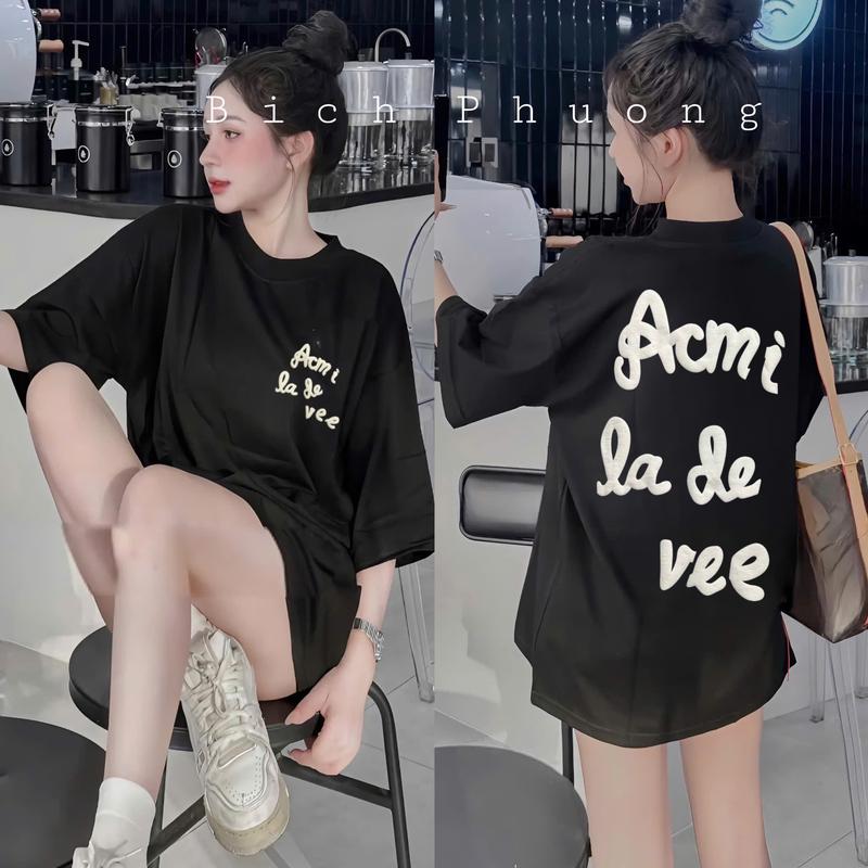 Product Introduction of Áo Phông cotton 2 chiều mịn mát - chữ Acmi.lade vee in nổi 2 mặt (Free size 40-70kg) 4