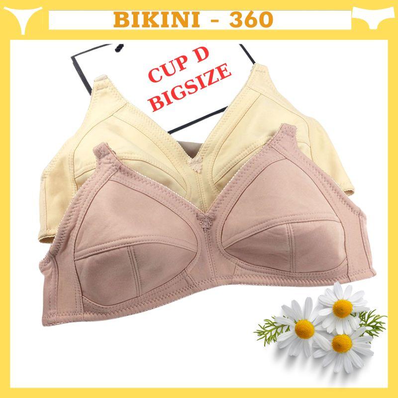 Áo lót vải cotton không mút không gọng bigsize quả to cup D mỏng nhẹ mặc nhà thoải mái , bigsize360,  Bra  Nữ Women