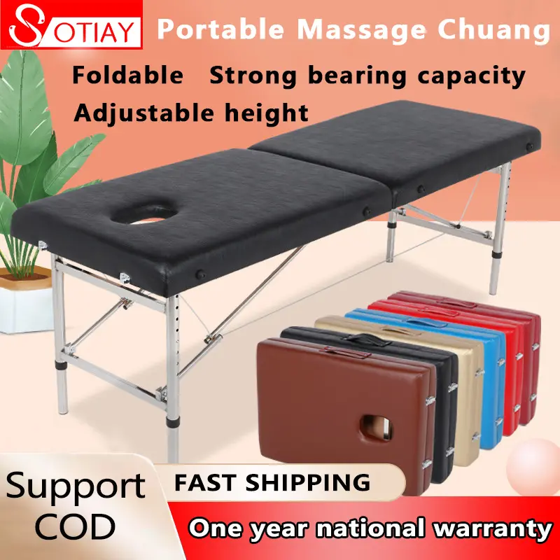 Portable folding massage bed spa tattoo beauty bed adjustable cushion with hole load-bearing 300kg massage therapy bed