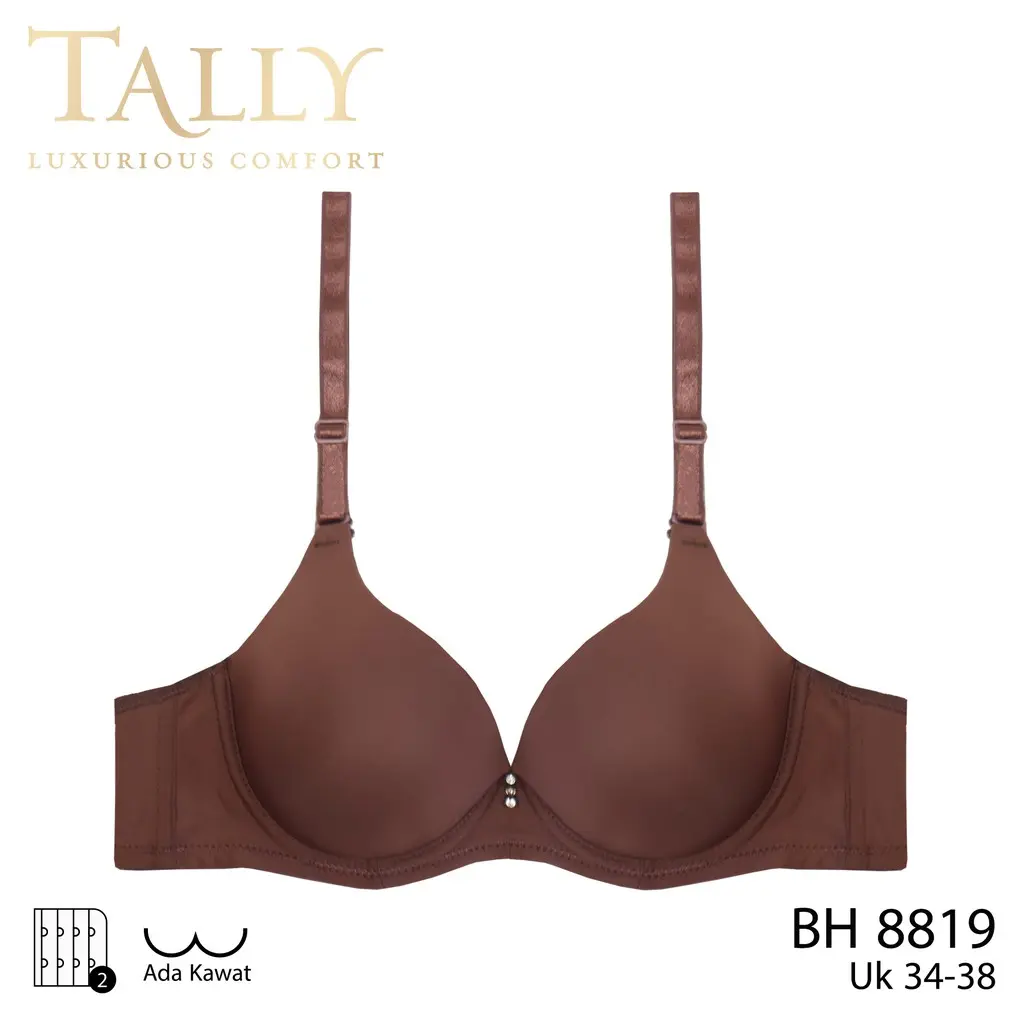 TALLY 1/2 BH 8819 Bra Wanita Ada Kawat Busa Tebal Bahan Nylon Cup B Kait 2 Bra Push Up Nyaman dan Lembut Pakaian Dalam Wanita