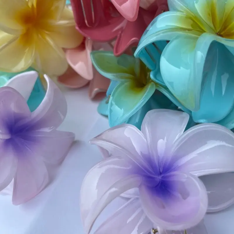 ￼Thời Trang Nhiều Màu Sắc Kẹp Tóc Hoa Sứ Lưng Đầu Tóc Móng Vuốt Kẹp Phong Cách Hawaii Phụ Kiện Tóc Women Voi 7