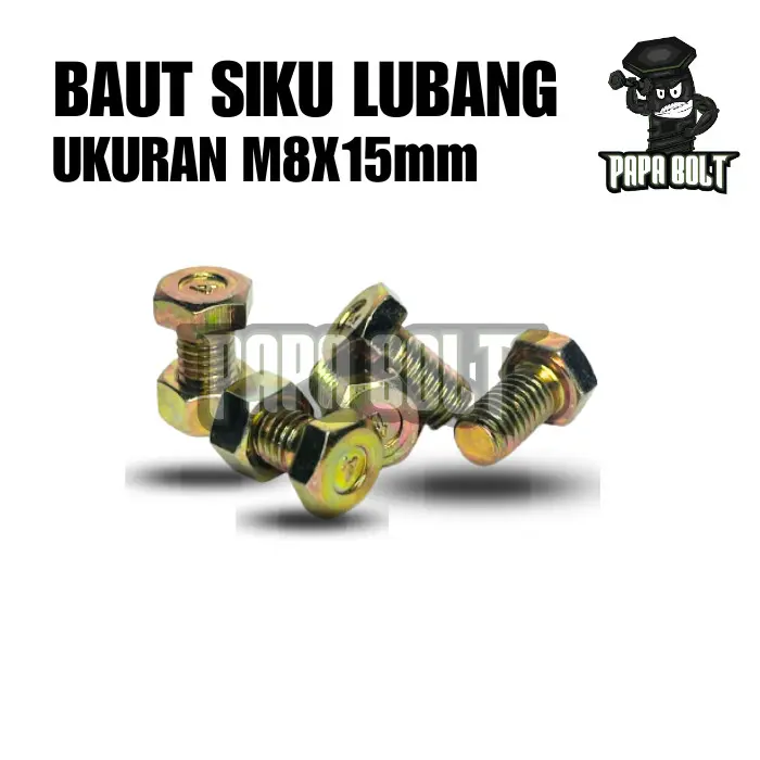 Baut Mur Siku Lubang Besi KUNING M8x15 mm