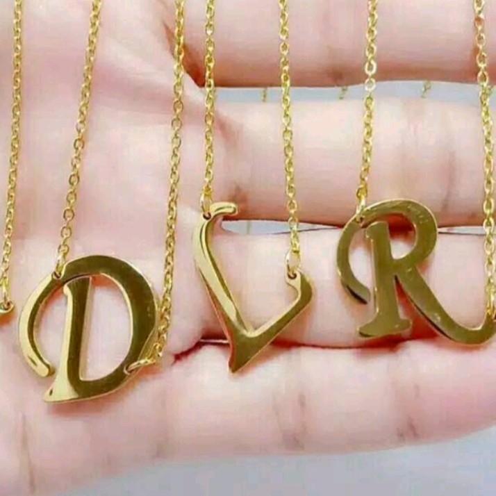 kalung titanium huruf anti luntur Gold 0
