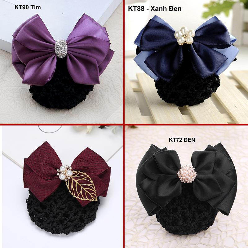 GOTI Kẹp Búi Tóc Cao Cấp Đính Nơ Nhiều Màu Kiểu Kẹp Tóc Có Búi Lưới Xinh Xắn Công Sở , Y Tá  Thời Trang Nữ KT42