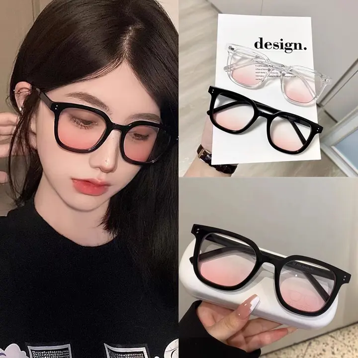 Kính mắt nữ nhiều màu kính hai chấm giá rẻ tạo hiệu ứng má hồng dễ thương hai màu trong suốt gọng đen KTT17 kinh  cannu Voi Sen