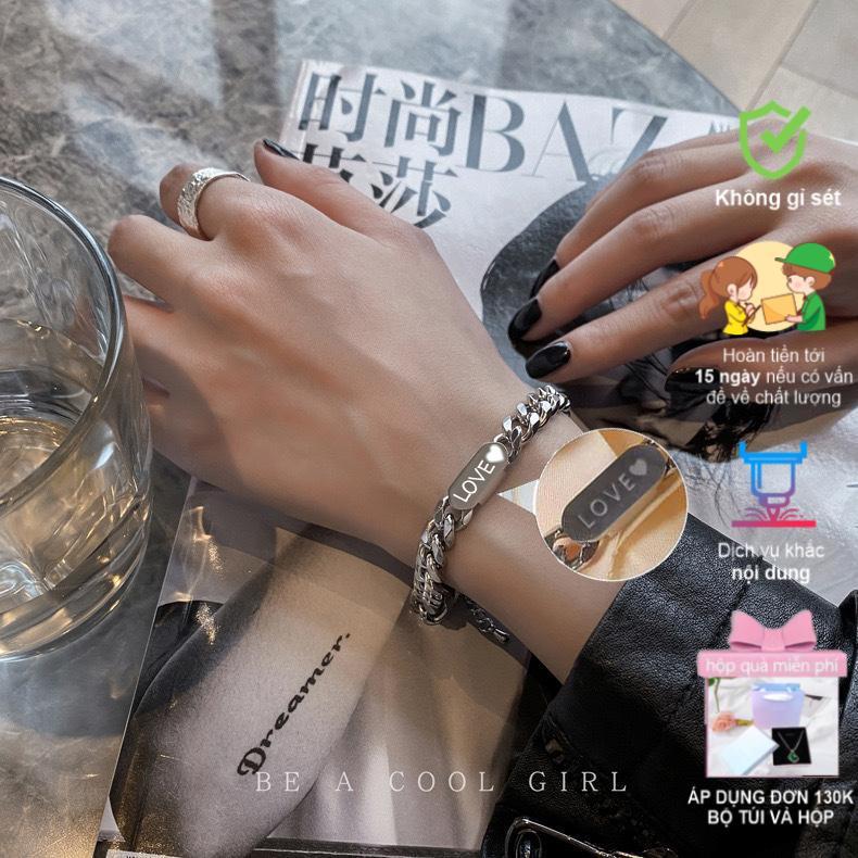 [1 chiếc]【Khắc tên ghi chú Vòng Cổ Nam - Dây chuyền nam nữ mặt trơn, Vòng tay nam nữ mặt trơn titan hiphop cá tính trangsucpt thép không gỉ Chain Trang Sức vong  tay khac ten Jewelry