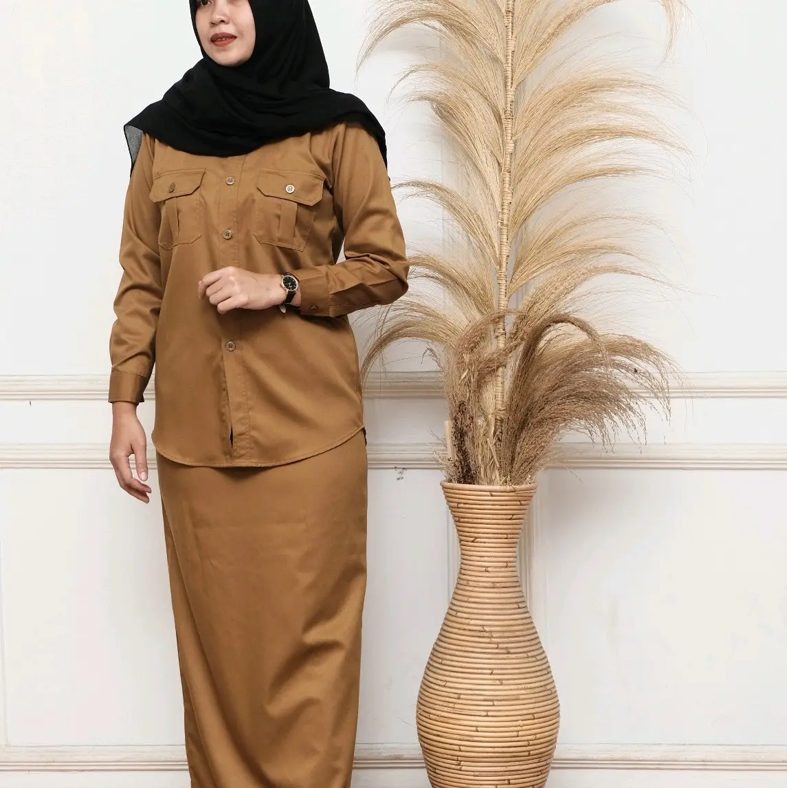 baju pdh wanita/setelan rok pdh wanita model saku dada