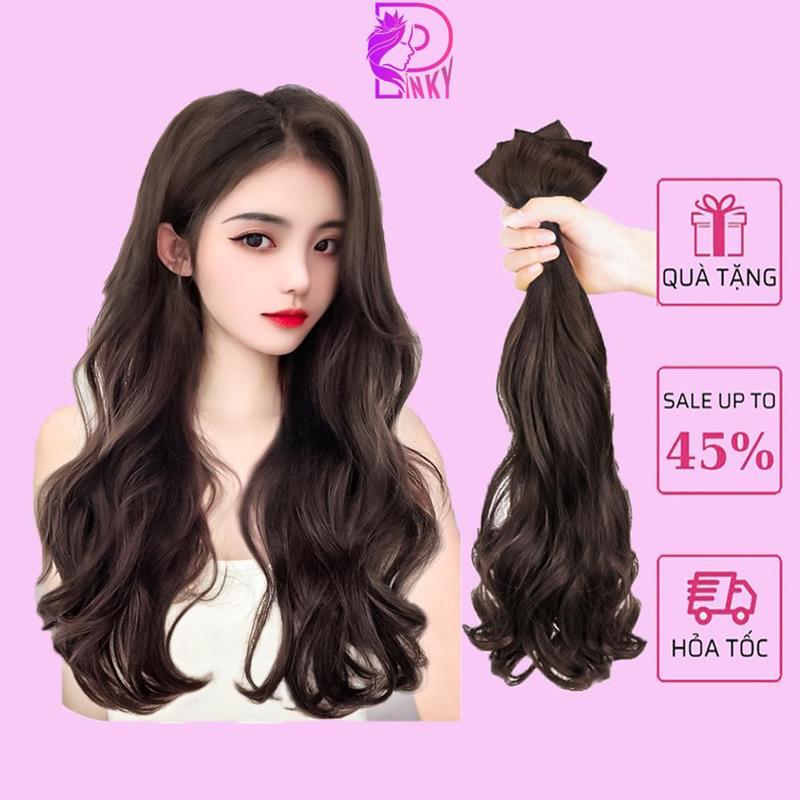  Tóc giả kẹp xoăn sóng tự nhiên  - Tóc kẹp 3 dải xoăn làm dày tóc tự nhiên cực xinh Women Wig 