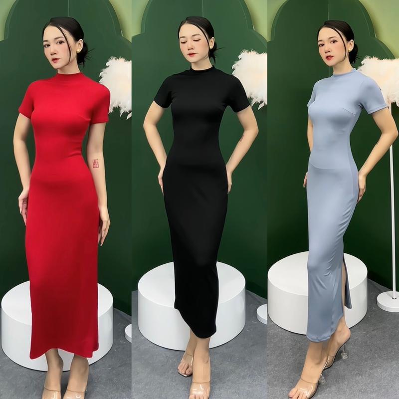 D40 - Đầm Body Tay Con Basic Cổ Tròn CEBA BOUTIQUE Nữ Nhung