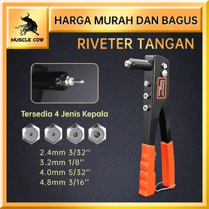 MUSCLE COW Hand Rivet – Tang Ripet Tangan, 2.4-4.8 mm, Gagang Anti Slip