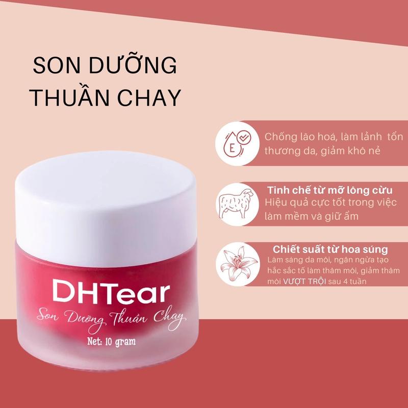 Hũ Son Dưỡng Hồng môi Thuần Chay DHTear ! Hũ 10g