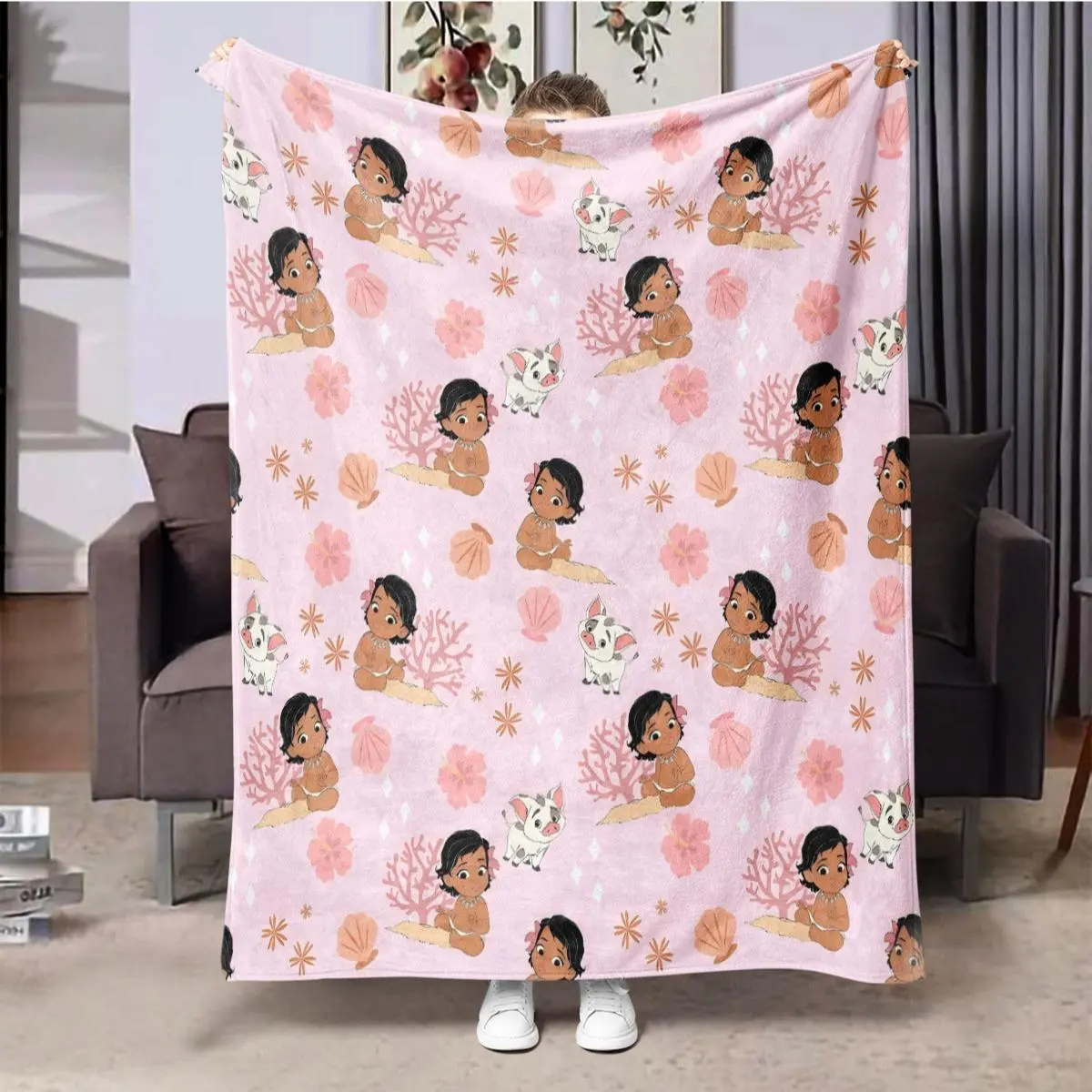 Cartoon Girl Pattern Blanket, 1 Count Soft Comfortable Throw, Air-conditioned Room Blanket, Warm Nap Blanket for Home & Office