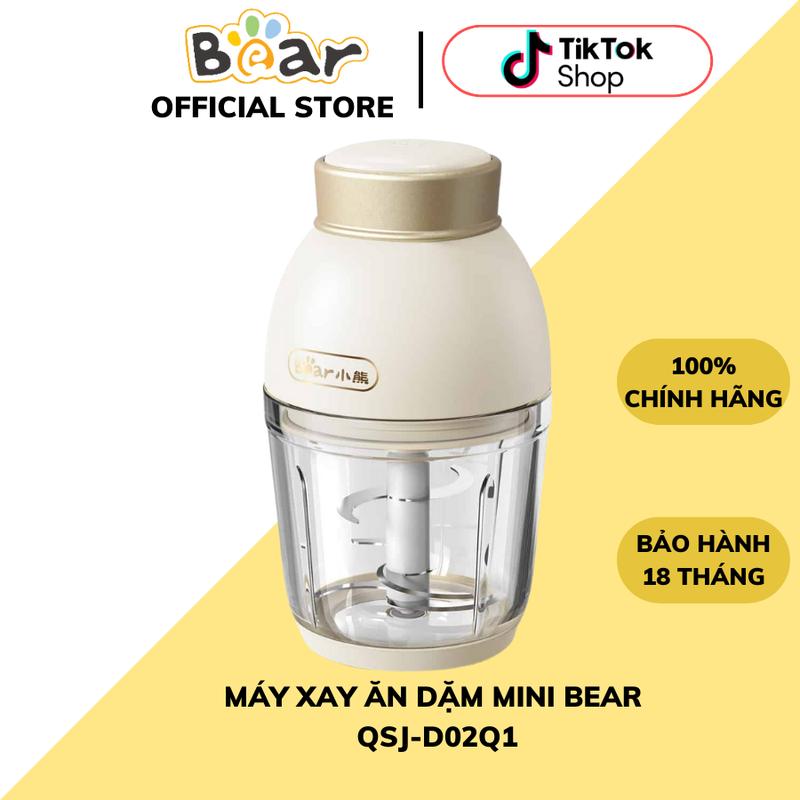 Máy Xay Ăn Dặm Đa Năng Bear QSJ-D02Q1, Dung Tích 0.6L, 6 Lưỡi Dao Inox 304, Xay Thịt/ Ăn Dặm/ Hành Tỏi Ớt/Sinh Tố/Rau Củ Quả/Đá Bi, Có Ron Silicon Ở Đế Cối Và Nắp Chống Trào, Bảo Hành 18 Tháng cối  xay