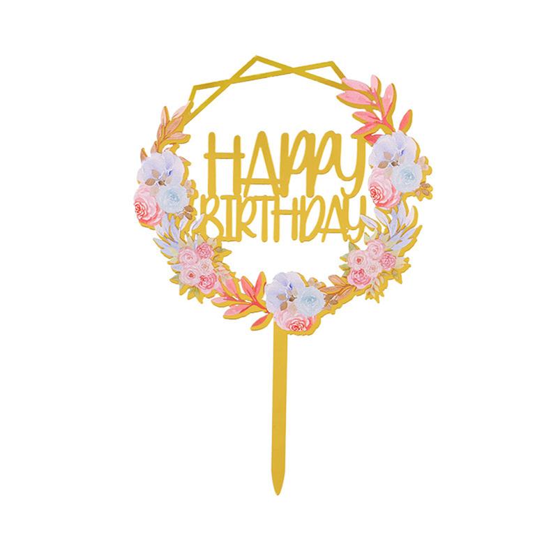 Product Introduction of Acrylic Flower Butterfly Happy Birthday Cake Topper Dessert Cake Flag Decoration for Wedding Girls Baby Shower Party Supplies Ornaments 11