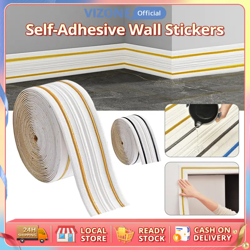 Ceiling Border Edge Border Lines for Wall Self-Adhesive Wall Stickers Anti-collision Strips Skirting Border Top Corner Line Living Room Ceiling Wrap Foam Decorative Strip Modern Moldings Interior Door Frame Line Plaster Ceiling Decoration