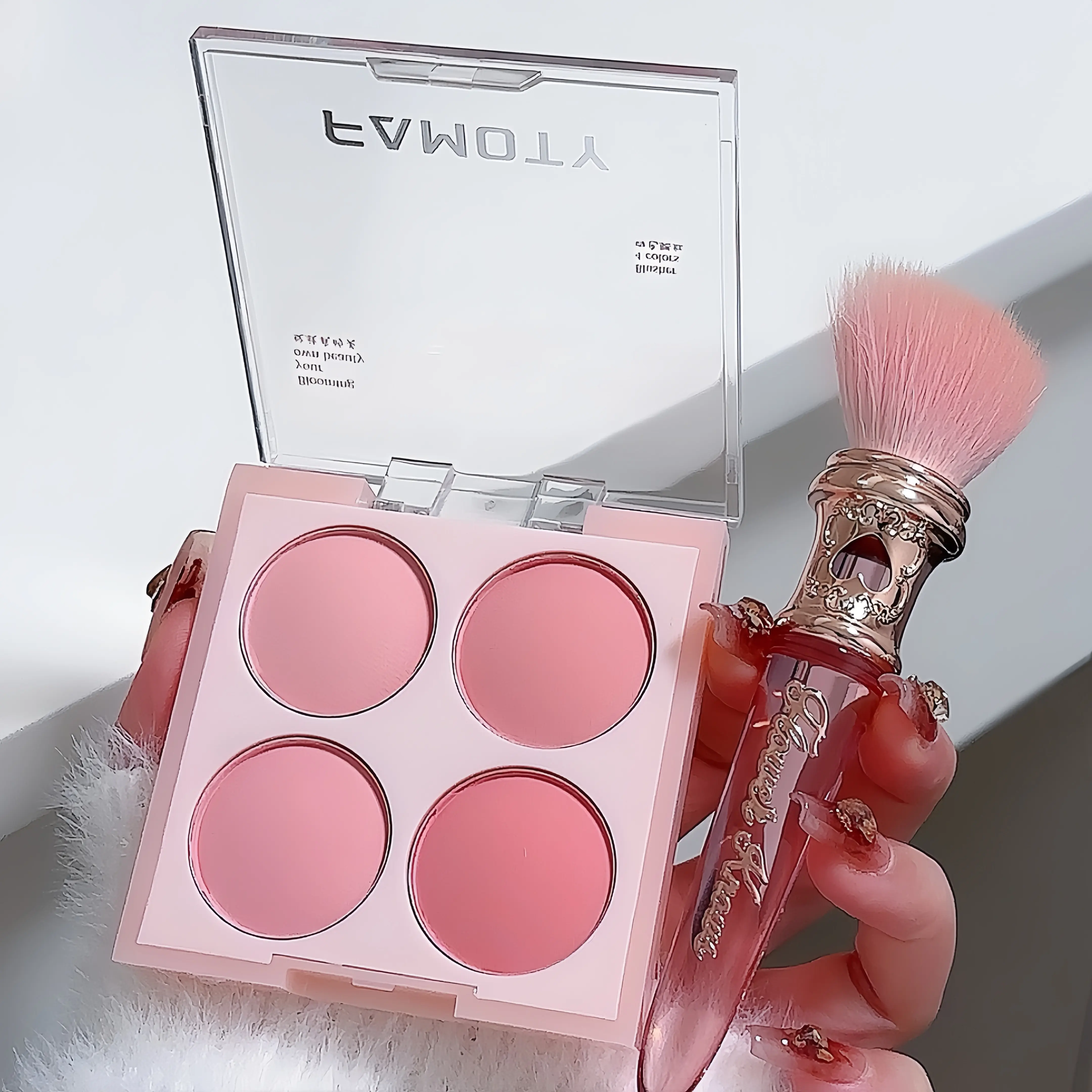 Bảng Phấn Má Hồng Dạng Bột, Lì, 4 Màu, Chống Mồ Hôi, Bền, Trang Điểm Màu Nude Tự Nhiên, Bảng Phấn Tạo Đường Viền, Dòng Màu Hồng, Quà Tặng Trang Điểm, Dành Cho Phụ Nữ