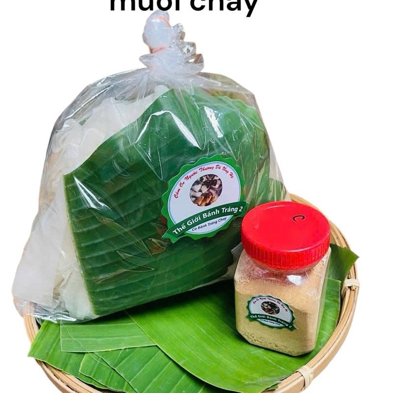 Combo 0.5kg bánh tráng rìa phơi sương + 100gr muối nhuyễn cay Gia Vị - Bánh tráng rìa phơi sương xé sẵn trộn cùng muối chay tuyển chọn