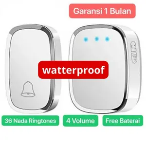 BEL-002 Bel Rumah Wireless Doorbell Waterproof Door Bell 36 Nada Tahan Air Hujan Pintu Bell LED Light 36 Ring tunes dan 4 Level Volume Lonceng