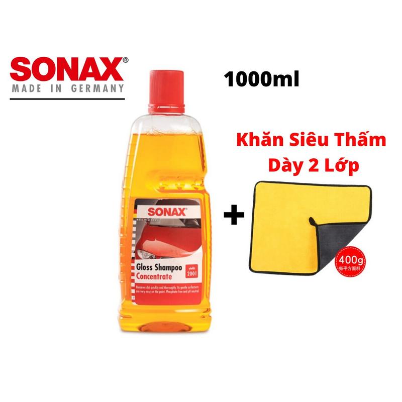   HCM  Combo Nước Rửa Xe Sonax Kèm Khăn Lau Chuyên Dụng 2 Lớp 1000ml 