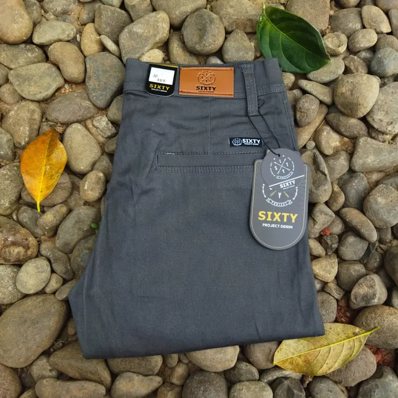 CHINO PANJANG PRIA SLIMFIT ABU GREY Katun Celana Combed Hitam Nyaman Stretch Tebal 1