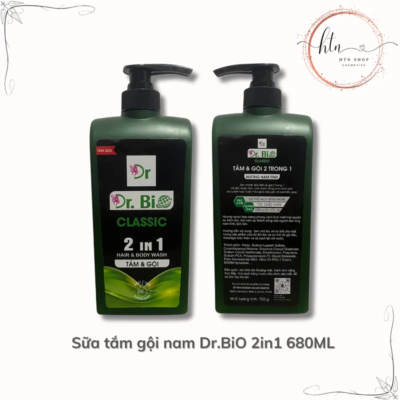 Sữa tắm gội nam 2 in 1 Dr.Bio 700ML | Hương nước hoa romano 0