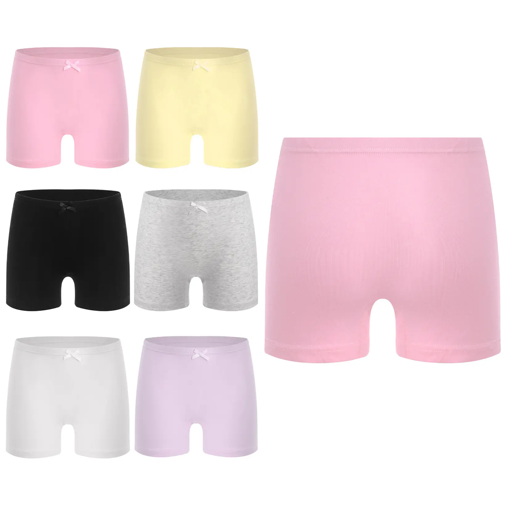 Quần Đùi Boxer Thể Thao Cho Bé Gái, JanJean, Làm Bằng Bông, Dây Thắt Lưng Co Giãn, Thích Hợp Cho Yoga, Thể Dục Dụng Cụ, Quần Đùi, Màu Trơn Đồ Lót, Đồ Lót