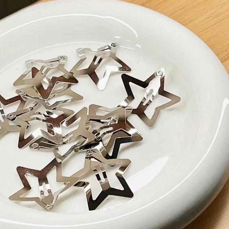 Product Introduction of Cute Elegant Hairpin No Slip Sparking Star Metal Fashion Hair Hairclips Mini Metal Snap Clip Pentagram Hairpin 26