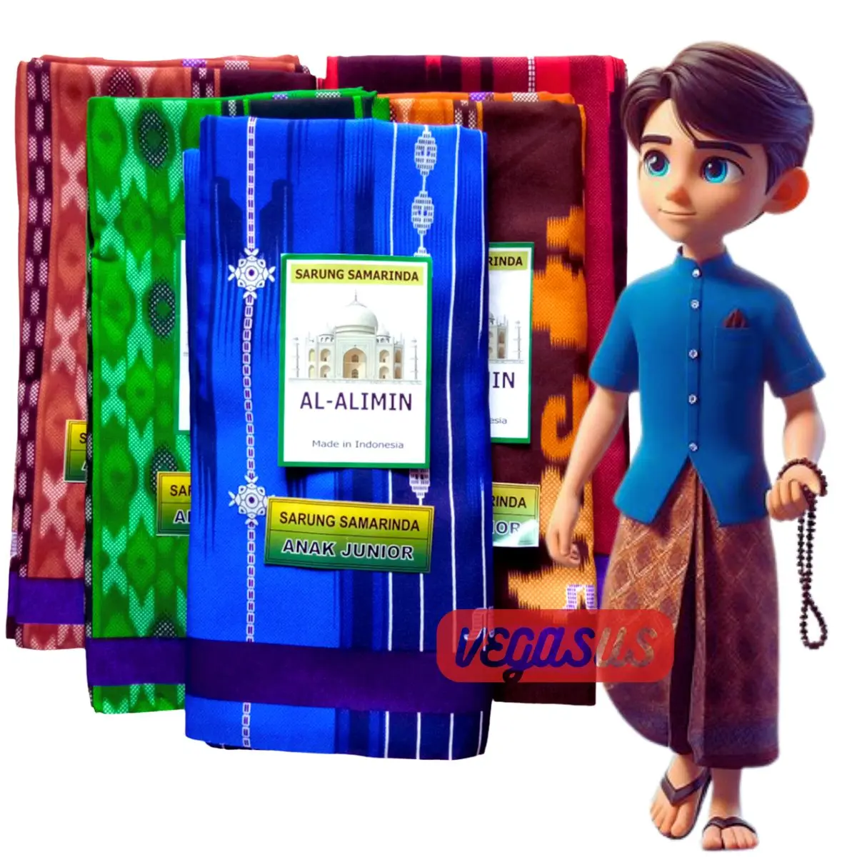 Sarung Samarinda anak Junior-Kain Sarung Motif Samarinda 210 Anak laki-laki 5-12 Tahun Muslim Koko Bahan Katun Polyster Kurta Baju Panjang Pendek gus