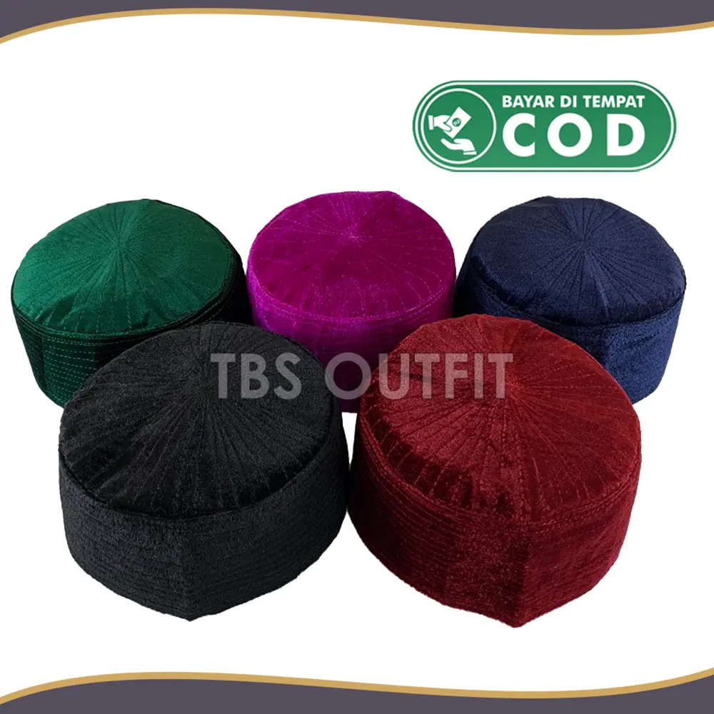 Peci Kopiah Beludru, Peci Bani Hasyim, Peci Habib Hijau, Biru Dongker, Ungu, Hitam, Maroon, Peci Bludru
