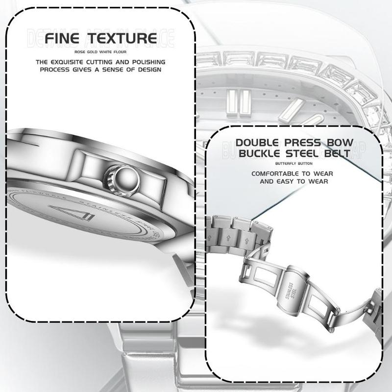 Đồng hồ nam nữ đính đá Mark FairWhale dây thép size 42mm dây thép không gỉ, đồng hồ unisex nam nữ chống nước 4
