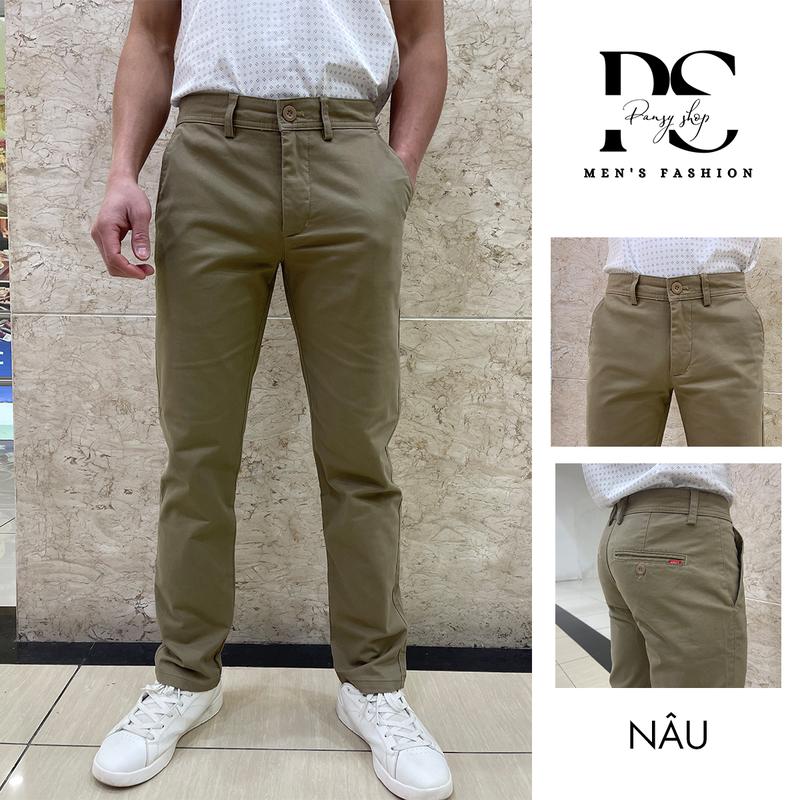 Product Introduction of (Ảnh thật) Quần kaki nâu L4 form suông, lịch sự trẻ trung, chất mền mịn bền màu, không xù lông Menswear Nam ống 7