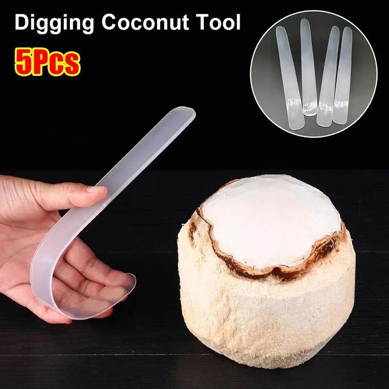 Product Introduction of 5Pcs Durable Long Handle Digging Coconut Tool Convenient Plastic Coconut Opener Soft Kitchen Gadget Extractor 18