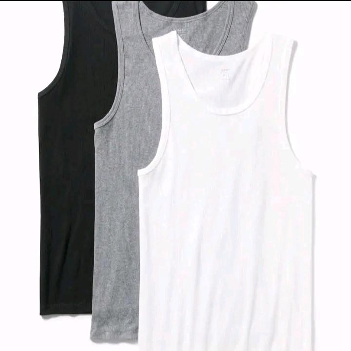 PAKET HEMAT 3 PCS Kaos singlet dalaman pria polos Slim-fitting Katun Santai Oblong Hitam Dewasa Cowok Distro Atasan Keren 4
