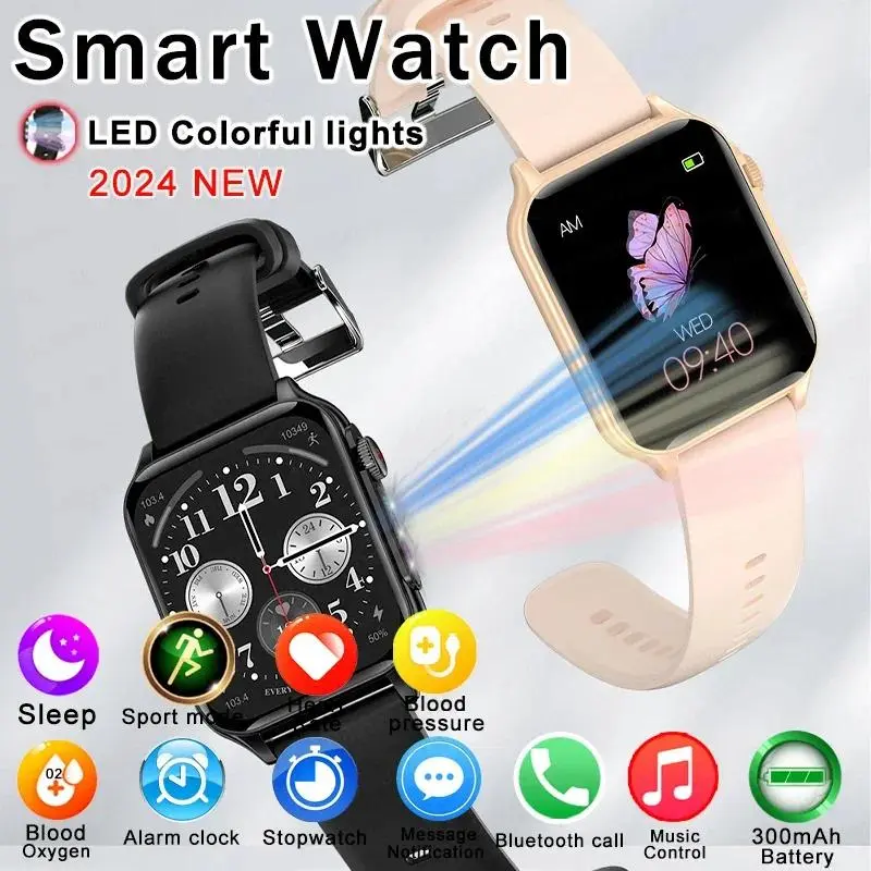 Jam Tangan Pintar untuk Lelaki, 2023 Baharu, Ciri Bernafas Berwarna-warni, Skrin AMOLED Besar, Pemantauan Kesihatan, Penjejak Sukan, Panggilan BT, Sesuai untuk Wanita