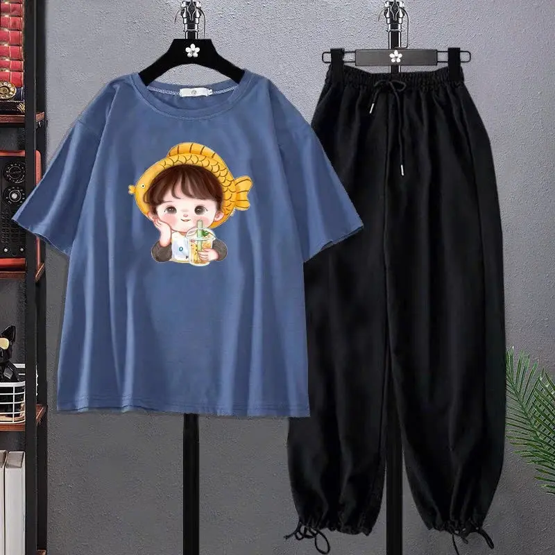 Bộ đồ cô gái đội mũ cá kèm quần bom dây rút Kem Cotton Thun S/M/L - Women