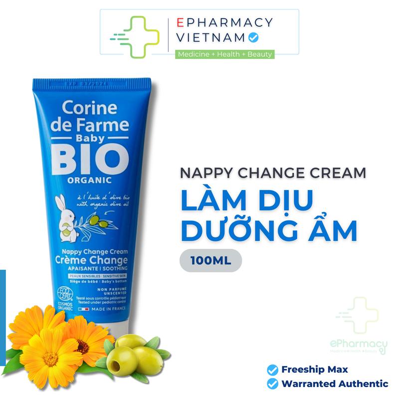 Kem Dưỡng Làm Dịu Hăm Tã Cho Bé Corine de Farme Baby BIO ORGANIC Nappy Change Cream 100ml
