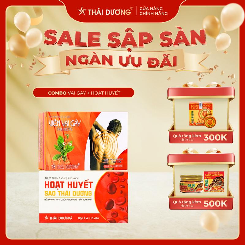 COMBO 1 Hộp Viên Vai Gáy Thái Dương (2 vỉ x 15 viên) và 1 Hộp Hoạt Huyết Sao Thái Dương (2 vỉ x 15 viên) - Sao Thái Dương