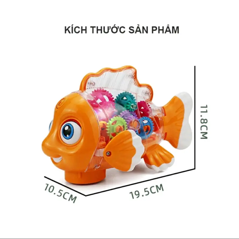 ( TẶNG KÈM PIN) Đồ chơi con cá vàng biết chạy có nhạc và đèn cho bé 6
