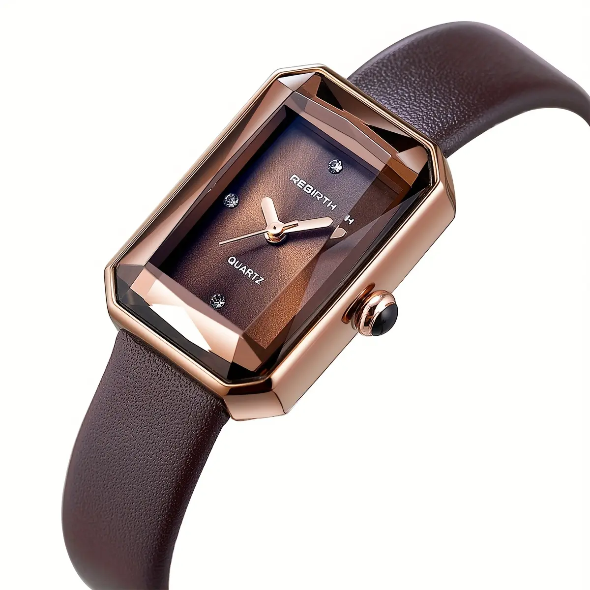 Women\'s Brown Analog Quartz Silicone Band Lady Digital Rhinestone Wrist Watch Elegant Women main image 4