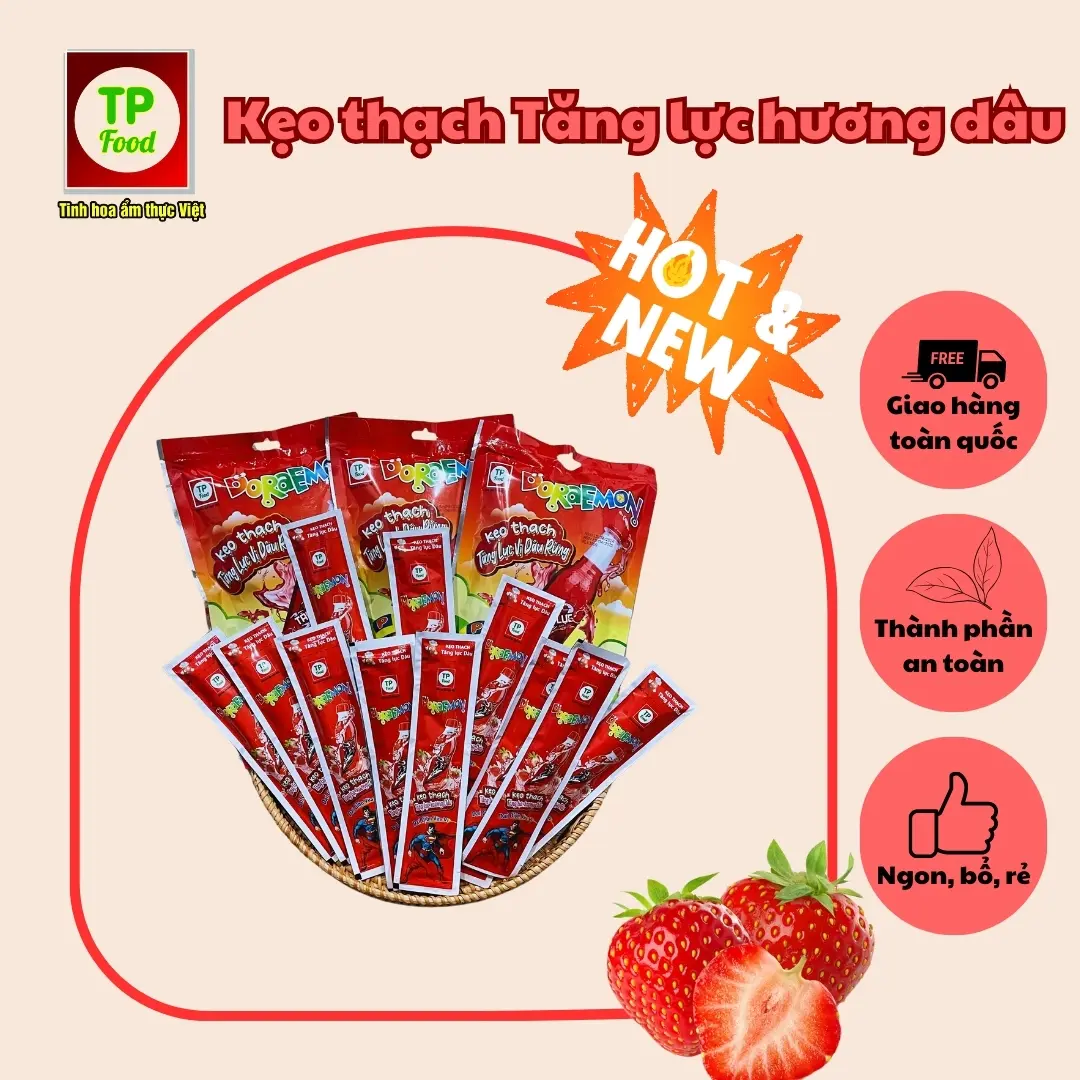 [ƯU ĐÃI] Combo kẹo thạch tăng lực vị Sting Dâu 5 gói 1,5kg mát lạnh sảng khoái và sung sức trong mùa hè này Candy Snack Food Ăn Vặt