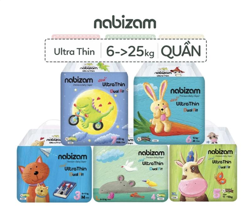 Tã/Bỉm Quần NABIZAM Ultra Thin Nội Địa Hàn, Mềm Mại, Mỏng Nhẹ Cho Bé 6-25kg 0
