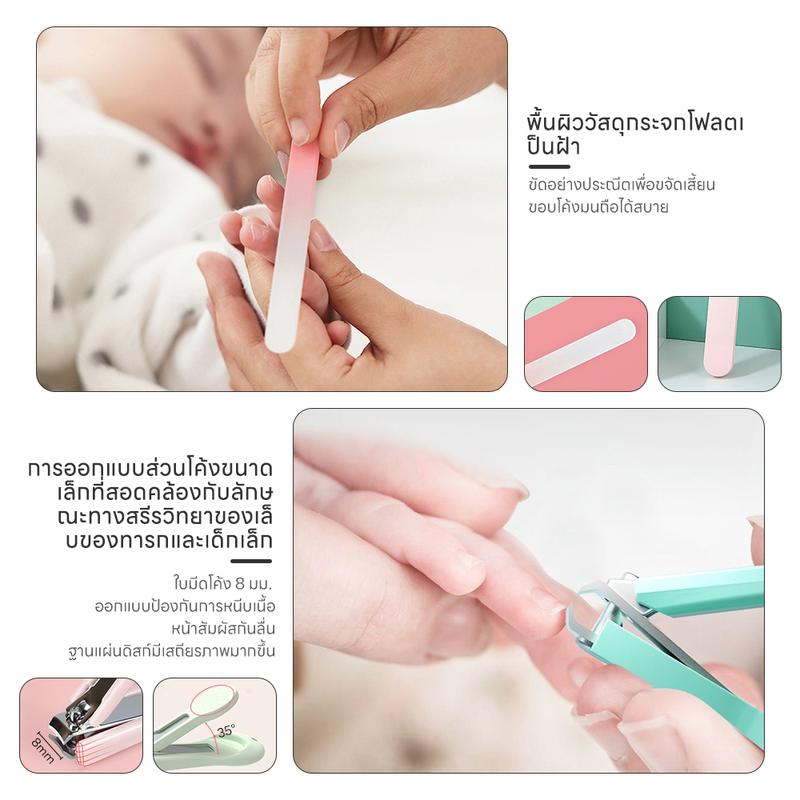 Product Introduction of LAKOE ชุดกรรไกรตัดเล็บเด็กเล็ก 4 ชิ้น กรรไกรตัดเล็บ แหนบ ตะไบ กรรไกรหัวสั้น 20