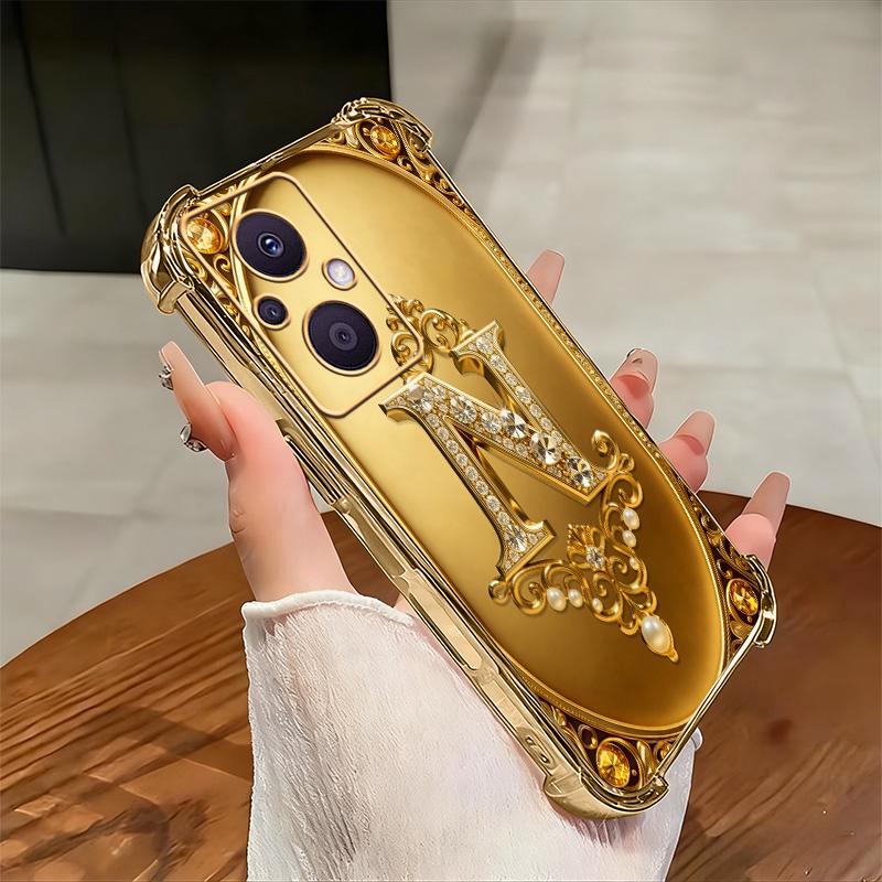 Cocok untuk casing ponsel OPPO Reno7 Z 5g Casing ponsel tahan benturan terbaru dengan bingkai emas dan motif huruf Prancis.-SJFS